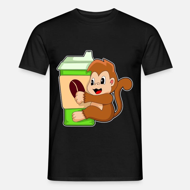 Affe Kaffee Becher - Männer T-Shirt - Schwarz