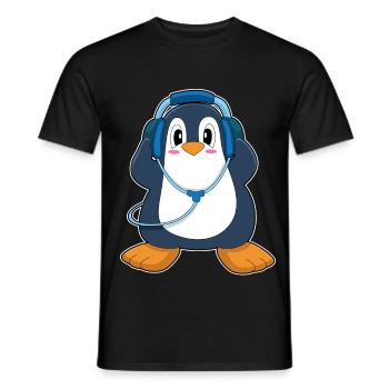Musique Casque Penguin - T-shirt homme - noir - Devant - AI Model Male 178 light (178cm)