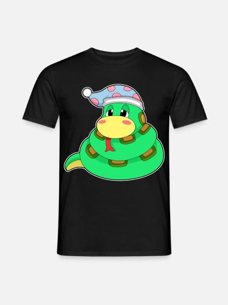 Snake Sleeping Nightcap - Men's T-Shirt - black