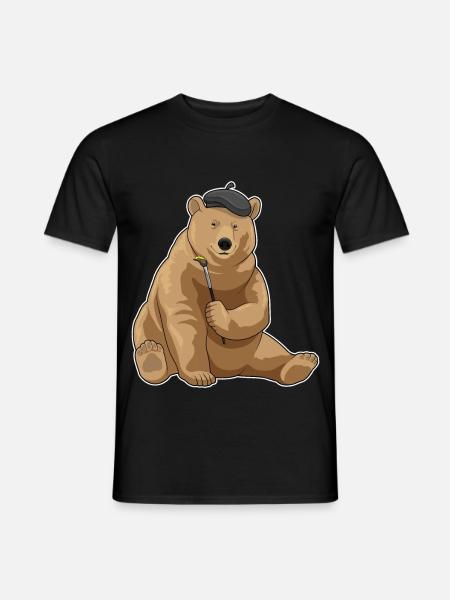 Bär Maler Pinsel Malen - Männer T-Shirt - Schwarz