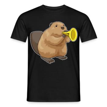 Beaver Musician Trompette Musique - T-shirt homme - noir - Devant - AI Model Male 178 light (178cm)