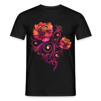 Fleurs Heureuses Aquarelle Roses - T-shirt homme - noir - Devant - AI Model Male 178 light (178cm)