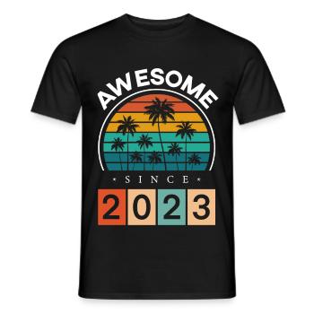 2023 Anniversaire Né Année de naissance millésime - T-shirt homme - noir - Devant - AI Model Male 178 light (178cm)