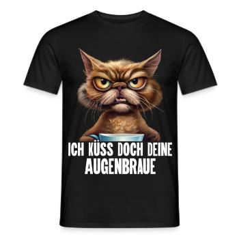 Katze Kaffee Lustige Sprüche - Männer T-Shirt - Schwarz - Vorne - AI Model Male 178 light (178cm)