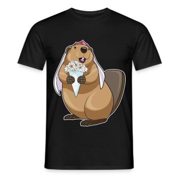 Beaver Bride Flowers Wedding - Men's T-Shirt - black - Front - AI Model Male 178 light (178cm)