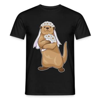 Mariage de fleurs de la mariée à la loutre - T-shirt homme - noir - Devant - AI Model Male 178 light (178cm)