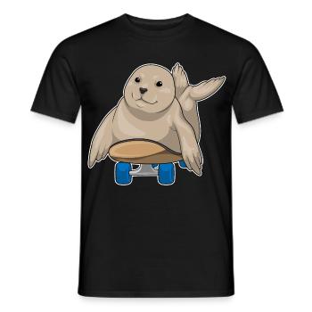 Seehund Skater Skateboard - Männer T-Shirt - Schwarz - Vorne - AI Model Male 178 light (178cm)