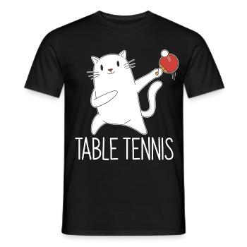 Table Tennis Katze Pingpong Outfit Cat Tischtennis - T-shirt homme - noir - Devant - AI Model Male 178 light (178cm)