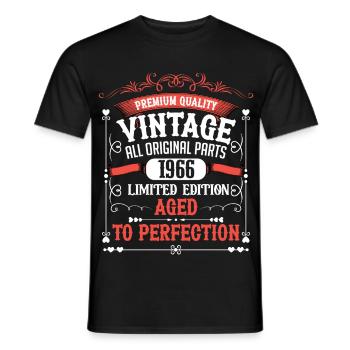 1966 Année de naissance Né Anniversaire Vintage - T-shirt homme - noir - Devant - AI Model Male 178 light (178cm)
