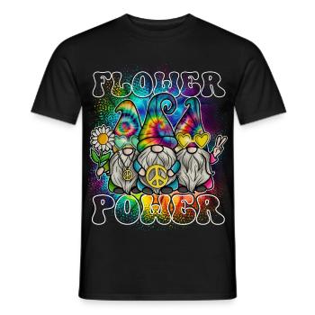 Flower Power Gnomes Tie Dye Peace - Männer T-Shirt - Schwarz - Vorne - AI Model Male 178 light (178cm)
