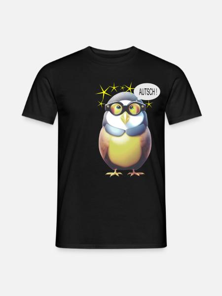 Lustiger Vogel mit Brille - Männer T-Shirt - Schwarz