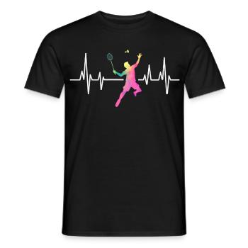 Badminton heartbeat colorful - Men's T-Shirt - black - Front - AI Model Male 178 light (178cm)