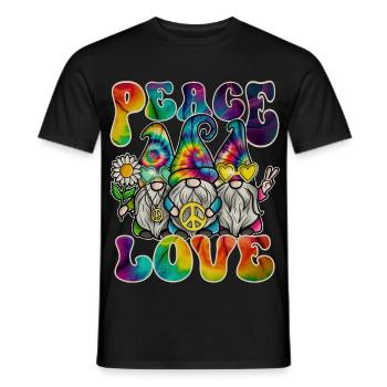 Hippie Gnomes Peace Tie Dye - Men's T-Shirt - black - Front - AI Model Male 178 light (178cm)