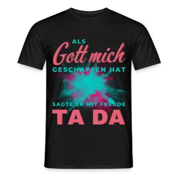 Bunter Schrift-Splash TA DA - Männer T-Shirt - Schwarz - Vorne - AI Model Male 178 light (178cm)