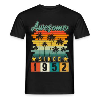 1952 Born Birthday Year of birth vintage - Men's T-Shirt - black - Front - AI Model Male 178 light (178cm)