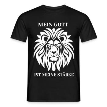 Mein Gott ist meine Stärke Löwe - Männer T-Shirt - Schwarz - Vorne - AI Model Male 178 light (178cm)