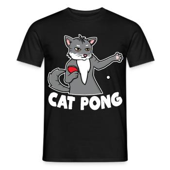 Katze Ping Pong - Männer T-Shirt - Schwarz - Vorne - AI Model Male 178 light (178cm)