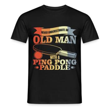 Joueur de tennis de table vieil homme - T-shirt homme - noir - Devant - AI Model Male 178 light (178cm)