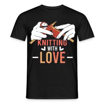 Knitting With Love – Stricken mit Herz - Men's T-Shirt - black - Front - AI Model Male 178 light (178cm)