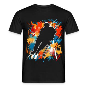 Eishockey  - Men's T-Shirt - black - Front - AI Model Male 178 light (178cm)