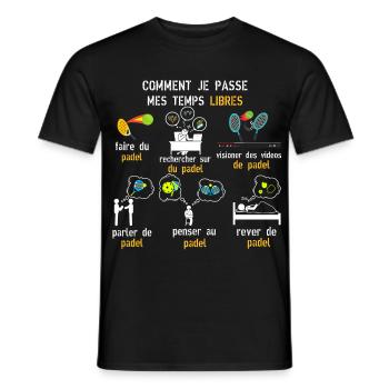 Temps libres padel cadeau padel - T-shirt homme - noir - Devant - AI Model Male 178 light (178cm)