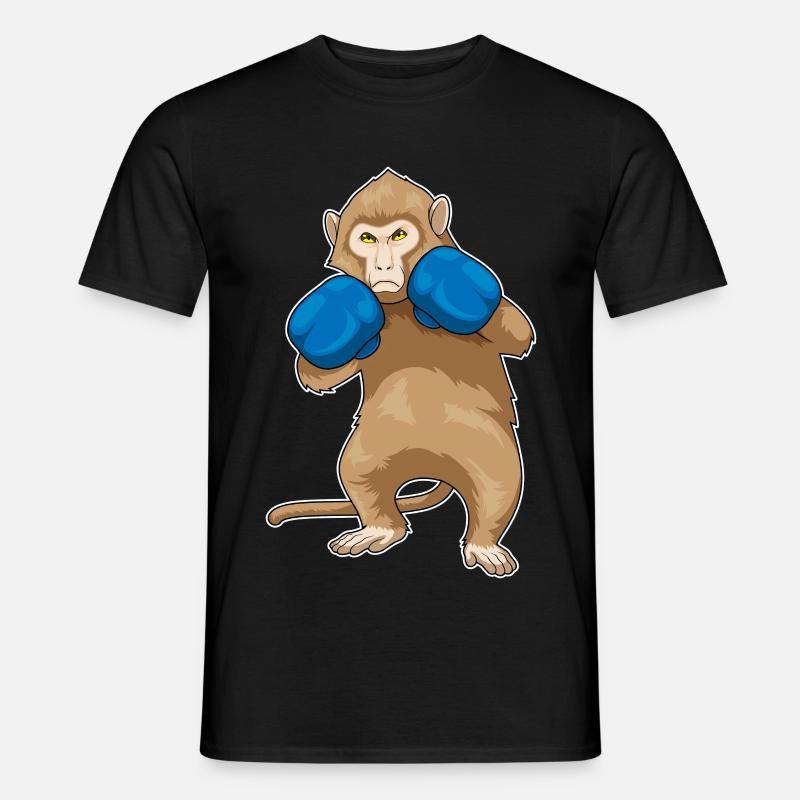 Affe Boxer Boxhandschuhe Sport - Männer T-Shirt - Schwarz