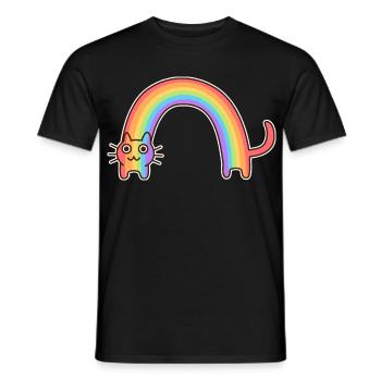 Regenbogenkatze. Buntes Design der Katze * - Männer T-Shirt - Schwarz - Vorne - AI Model Male 178 light (178cm)