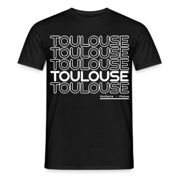 Neon Toulouse lettering - Men's T-Shirt - black - Front - AI Model Male 178 light (178cm)