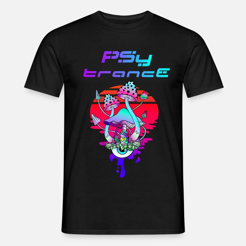 Psytrance Psychedelic Pilz Sunset - Männer T-Shirt - Schwarz