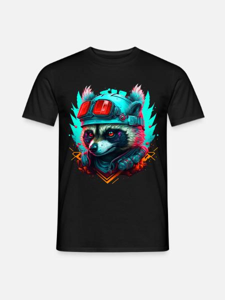 Panda pilote néon steampunk - T-shirt homme - noir