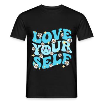 Groovy LOVE YOUR SELF Blue - Men's T-Shirt - black - Front - AI Model Male 178 light (178cm)