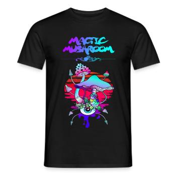 Magic Mushroom Sunset - Männer T-Shirt - Schwarz - Vorne - AI Model Male 178 light (178cm)