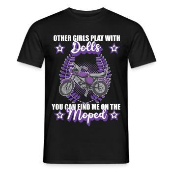 Conducteur de cyclomoteur Scooter rétro à deux temps - T-shirt homme - noir - Devant - AI Model Male 178 light (178cm)