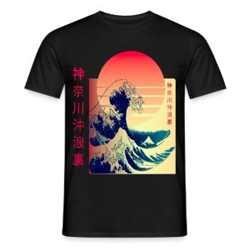 the big wave off Kanagawa Japan Art - Men's T-Shirt - black - Front - AI Model Male 178 light (178cm)
