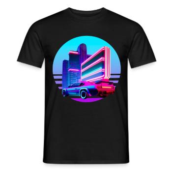 Retro Wave 80s Vaporwave Sunset - T-shirt homme - noir - Devant - AI Model Male 178 light (178cm)