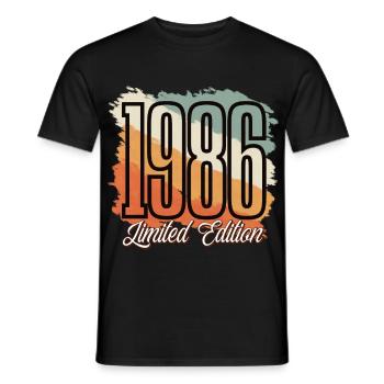 1986 Année de naissance Anniversaire Année de construction Vintage Rétro - T-shirt homme - noir - Devant - AI Model Male 178 light (178cm)