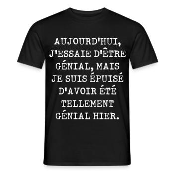 Aujourd'hui j'essaie d'être génial - T-shirt homme - noir - Devant - AI Model Male 178 light (178cm)