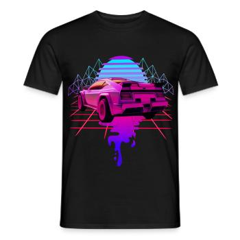 Ästhetik Sportauto Vaporwave Sunset Retrowave - Männer T-Shirt - Schwarz - Vorne - AI Model Male 178 light (178cm)