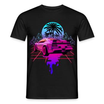 Rétro Wave Voiture de sport Vaporwave - T-shirt homme - noir - Devant - AI Model Male 178 light (178cm)