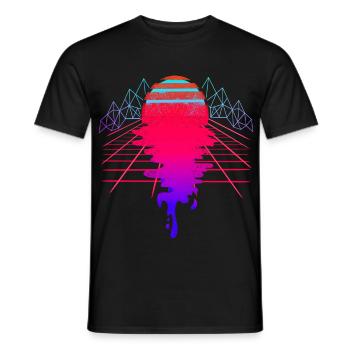 Vaporwave Sunset New Wave Art - T-shirt homme - noir - Devant - AI Model Male 178 light (178cm)