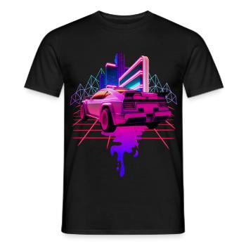 Rétro Wave Voiture de sport Vaporwave - T-shirt homme - noir - Devant - AI Model Male 178 light (178cm)