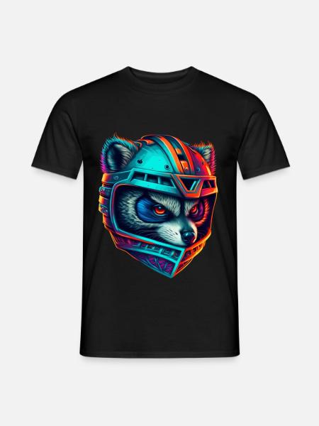 Panda cyborg casque néon - T-shirt homme - noir
