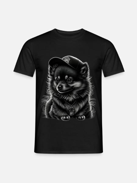 Spitz nain à casquette - T-shirt homme - noir