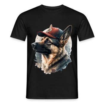 Berger allemand pompier - T-shirt homme - noir - Devant - AI Model Male 178 light (178cm)