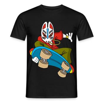 Renard étrange en skateboard - T-shirt homme - noir - Devant - AI Model Male 178 light (178cm)