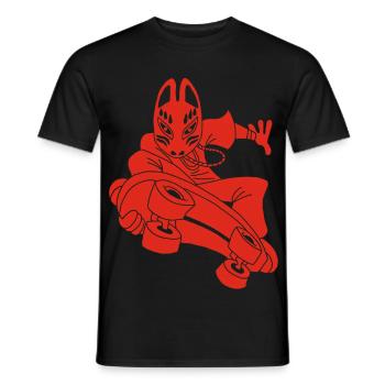 Renard rouge étrange en skateboard - T-shirt homme - noir - Devant - AI Model Male 178 light (178cm)