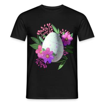 Flowers Easter Egg Floral - Men's T-Shirt - black - Front - AI Model Male 178 light (178cm)