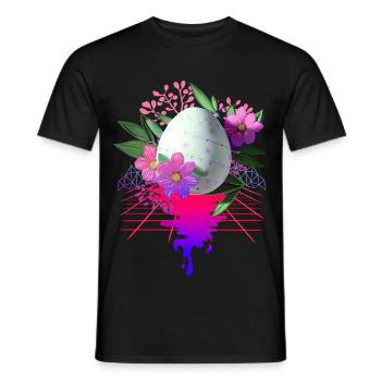 Easter Egg Flowers Art Retro Wave - T-shirt homme - noir - Devant - AI Model Male 178 light (178cm)