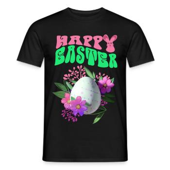 Frohe Ostern Osterei Blumenkunst - Männer T-Shirt - Schwarz - Vorne - AI Model Male 178 light (178cm)