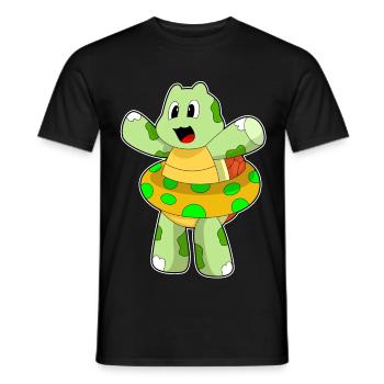 Turtle Swimming Swim Ring Summer - Men's T-Shirt - black - Front - AI Model Male 178 light (178cm)